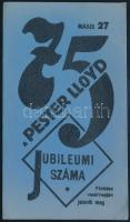 1928 A Pester Lloyd pesti polgári hetilap 75 éves jubileumi számának reklámcédulája, szép állapotban, 15×8,5 cm