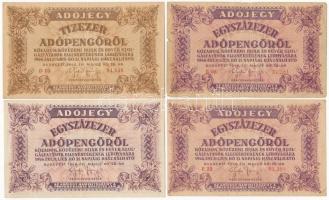 1946. 12db-os vegyes adópengő bankjegy tétel, közte fordított címer is T:vegyes