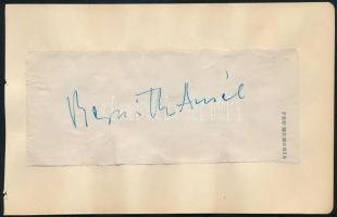 cca 1935 Bernáth Aurél (1895-1982) festőművész aláírása kartonra ragasztott papíron