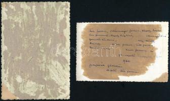 1946 Az Óbudai Gázgyár falujárói Gödöllőn, hátoldalon a résztvevők nevével, 2 db fotó, 8×12 cm