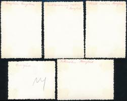 cca 1938 Bonyhád, városképek, egyik fotón biciklis katonával, 6 db fotó, 8×6 cm