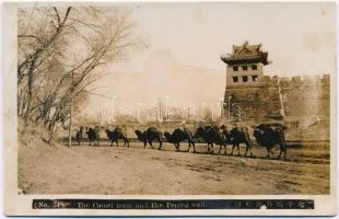 Beijing, Peking; The Camel train and the Peking Wall. No. 34. Hard-backed photo (non PC)