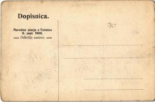 Tolmin, Tolmein, Tolmino;  Narodno slavje v Tolminu 8. sept. 1906. Odkritje zastave / National Celeb...