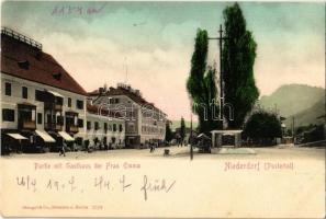 1907 Villabassa, Niederdorf im Pustertal (Südtirol); Partie mit Gasthaus der Frau Emma / hotel, guest house, inn, shop