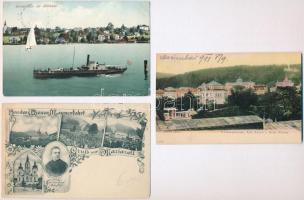 5 db RÉGI külföldi városképes lap / 5 pre-1945 European town-view postcards (Mariazell, Marienbad - Marianské Lázne, Miramare, Attersee, Marburg)