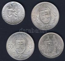 Szlovákia 1941-1944. 20K Ag (1x), 50K Ag (2x) + Csehszlovákia 1947. 50K Ag T:2,2/3