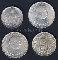 Szlovákia 1941-1944. 20K Ag (1x), 50K Ag (2x) + Csehszlovákia 1947. 50K Ag T:2,2/3