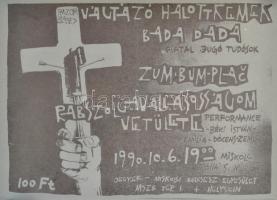 1990 Rabszolga-vallásosságom vetülete, performansz plakát, hajtott, 30×42 cm