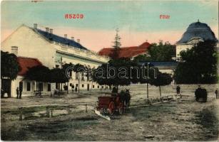 1910 Aszód, Fő tér, evangélikus leány nevelő intézet, lovaskocsik. 714. Petőfi nyomda kiadása (fa)