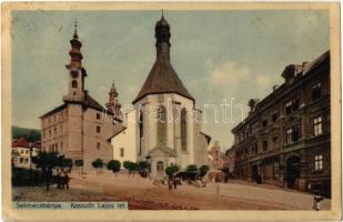 Selmecbánya, Schemnitz, Banská Stiavnica; Kossuth Lajos tér, Szent Katalin templom, Bányászati és Erdészeti Főiskola központi épülete. Joerges / square, church, mining and forestry academy's central building