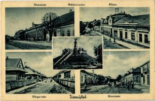 1940 Tiszaújlak, Vulok, Vilok, Vylok; Fő utca, Kánya telep, Rákóczi szobor. Bleier Mór / main street, colony, statue