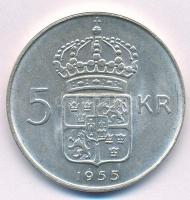 Svédország 1955TS 5Kr Ag "VI. Gusztáv" T:1- Sweden 1955TS 5 Kronor Ag "Gustaf VI&quot...