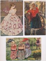 3 db RÉGI orosz művész motívum képeslap / 3 pre-1945 Russian art motive postcards