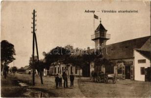 1918 Adony, Városháza, utca, üzletek. 8298. Vasúti Levelezőlapárusítás (EK)