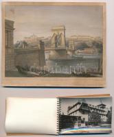 3 db RÉGI képeslap + 1 metszet és 1 Hévízi füzet / 3 pre-1945 postcards + 1 etching + 1 booklet