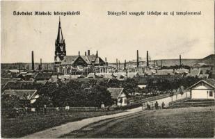 1921 Diósgyőr (Miskolc), Diósgyőri vasgyár látképe az új templommal. Grünwald Ignác