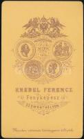cca 1870 Huszár fotója Knebel Ferenc szombathelyi fotós műterméből, 10,5×6,5 cm