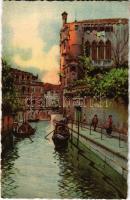 Venezia, Venice; Rio delle Maravegie / canal, gondola, art postcard