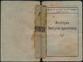 1944 Arcképes kitöltött belépési igazolvány lakatos részére a Magyar királyi ferihegyi honvéd repülő...