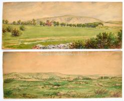 Wernecke jelzéssel 2db: Dombos táj. Akvarell, papír, egyik datált (1927) mindkettő mérete 19,5×49,5 cm