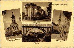 1941 Veszprém, Boldog Margit templom, Völgyhíd, Tűztorony, Szt. Katalin zárda romok (Rb)
