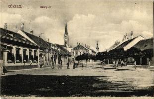 1912 Kőszeg, Király út, Kis Antal üzlete, templom. Róth Jenő kiadása (EK)