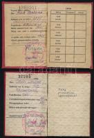 cca 1947 MKP tagsági igazolványok Rákosi Mátyás és Biszku Béla bélyegzett aláírásaival