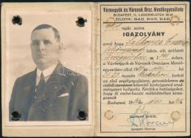 1936 Vármegyék és Városok Orsz. mentőegyesülete fényképes igazolvány