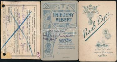 cca 1900-1920 7 db keményhátú műtermi fotó, 10×6,5 és 20,5×11,5 cm