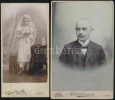 cca 1900-1920 7 db keményhátú műtermi fotó, 10×6,5 és 20,5×11,5 cm