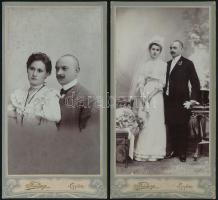 cca 1900-1920 7 db keményhátú műtermi fotó, 10×6,5 és 20,5×11,5 cm