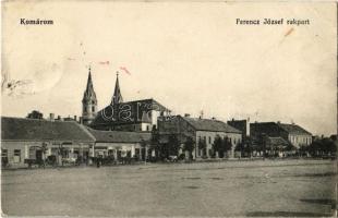 Komárom, Komárnó; Ferenc József rakpart, Löwinger Zsigmond üzlete / quay, shops (EK)