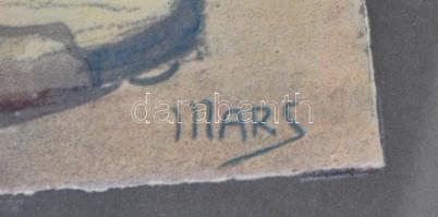 Mars jelzéssel: Városi látkép, nyomat, papír, üvegezett fa keretben, 31x21,5 cm