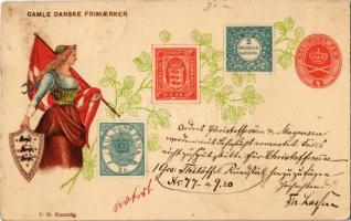 1903 Gamle Danske Frimaerker / Old Danish stamps. C. St. Kunstflg. Art Nouveau, litho