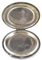 Ezüst(Ag) tükrös púdertartó, gravírozott ajándékozási felirattal, jelzett, d: 10 cm, bruttó: 127,3 g