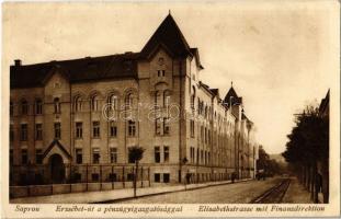 1930 Sopron, Erzsébet út, Pénzügyigazgatóság, villamos pálya (EK)