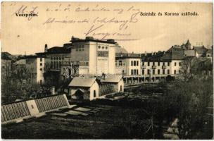 1916 Veszprém, Színház, Korona szálloda. Kálmán István kiadása