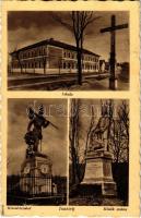 Isaszeg, iskola, Honvéd szobor, Hősök szobra (EK)
