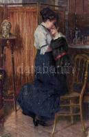 Művészet Hamburgi Erpaco kiadó Argypros "Mama kedvence" képének faximile másolata