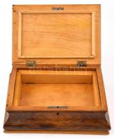 Dupla fenekű, intarziás fa ládika 28x22x10 cm