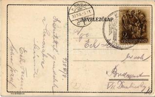 1938 Hiszekegy. M. kir. állami térképészet kiadása / Hungarian irredenta propaganda, credo, litho + ...