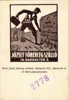 Hotel József főherceg szálloda, kávéház és étterem a Keleti pályaudvarnál, reklámlap. Budapest VIII. Baross tér 2. / Hungarian hotel advertisement card (EK)