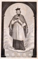 Pázmány Péter esztergomi érsek portréja, rotációs fametszet, és 1 db további egyházi témájú metszet,...