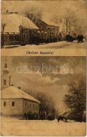 1924 Vajszló, utcaképek és templom télen (EK)