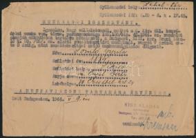 1944 Bp., Munkaadói igazolvány romeltakarítási zsidó munkaszolgálatos részére