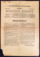 1919 Budapesti közlöny rendkívüli kiadása, március 24. Tanácsköztársaság megalakulásának meghirdetésével, szakadásokkal, foltos, 2 p