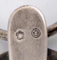 Ezüst (Ag) övre akasztható antik kulcstartó, florális díszítéssel, jelzett, 11,5x5 cm, nettó: 45,7 g