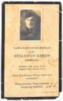 1926 Halotti fényképes értesítő, gróf Keglevich Gábor (1848-1926), foltos, szakadt
