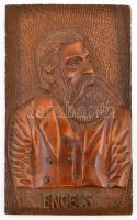 Kerék jelzéssel: Engels plasztikus portré, fafaragás, 33x20 cm