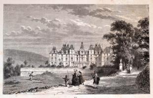 1885 19 db francia várakat, kastélyokat, palotákat ábrázoló acélmetszet, in: Bourassé: Les Chateaux ...